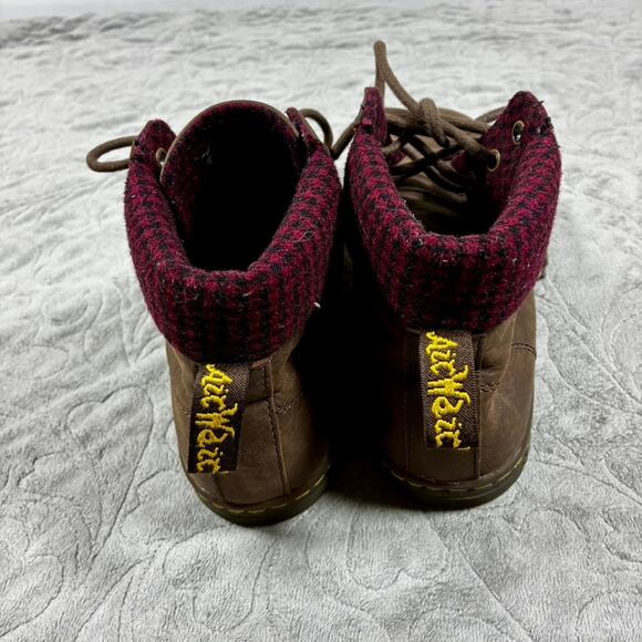 Dr Martens Brown Leather Anke Boots Womens 9 Maelly Black and Red Lumberjack - Picture 2 of 6